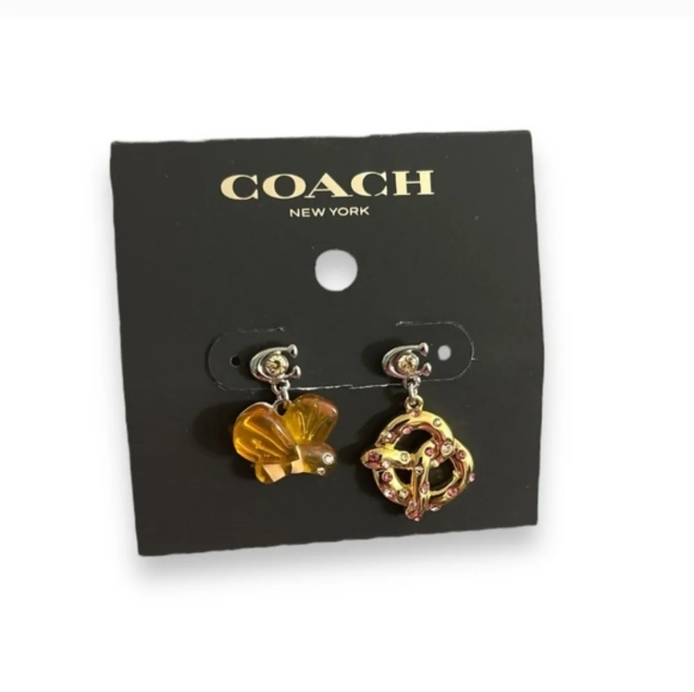 COACH Mismatch Earrings Bumblebee & Pretzel - Picture 2 of 6